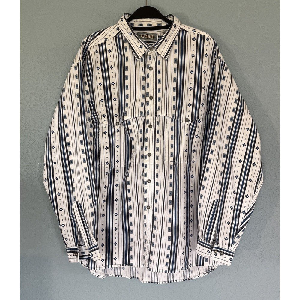 Alvarado Western Shirt Men's‎ L Blue Aztec Southwestern Los Angeles